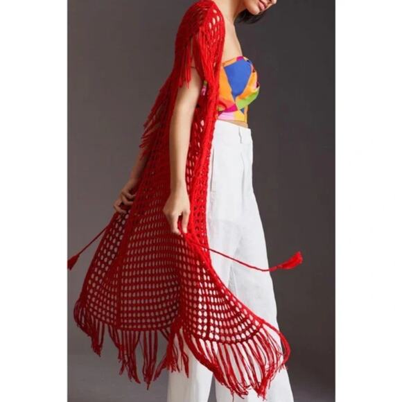 New ANTHROPOLOGIE Knit Kaftan Crochet Beach Coverup - One Size - Picture 3 of 5